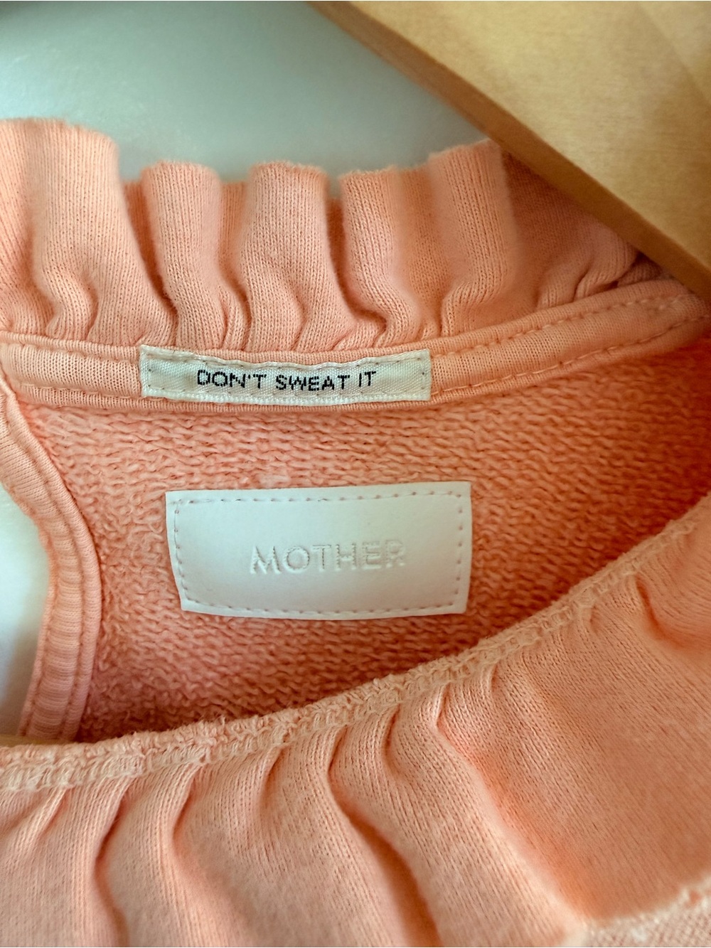 MOTHER Peach Ruffle-Neck Pullover Sweatshirt - Picture 3 of 3